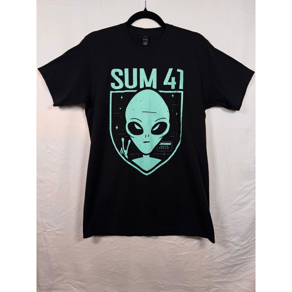 Y2K Skate Sum 41 Black Mint Tour 2017 Alien T-Shirt Mens Medium Concert Merch